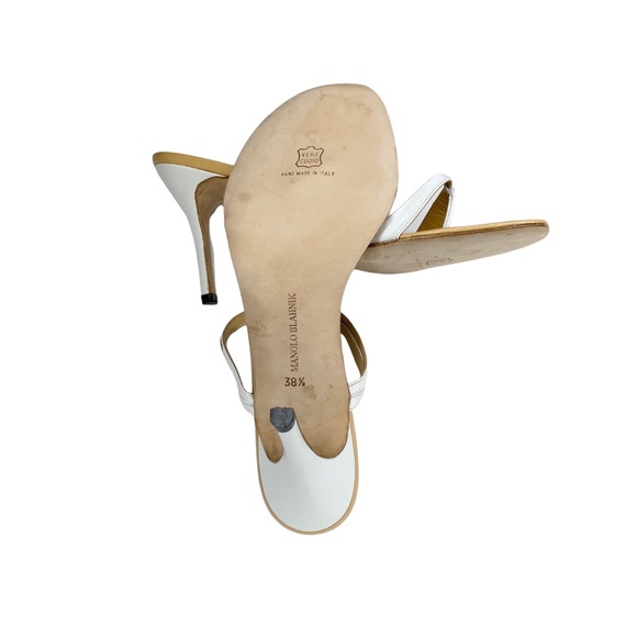 new in box Manolo Blahnik 𖦹 Nancho Strappy Kitten Heels 𖦹 White Leather 𖦹 8M - Picture 11 of 17